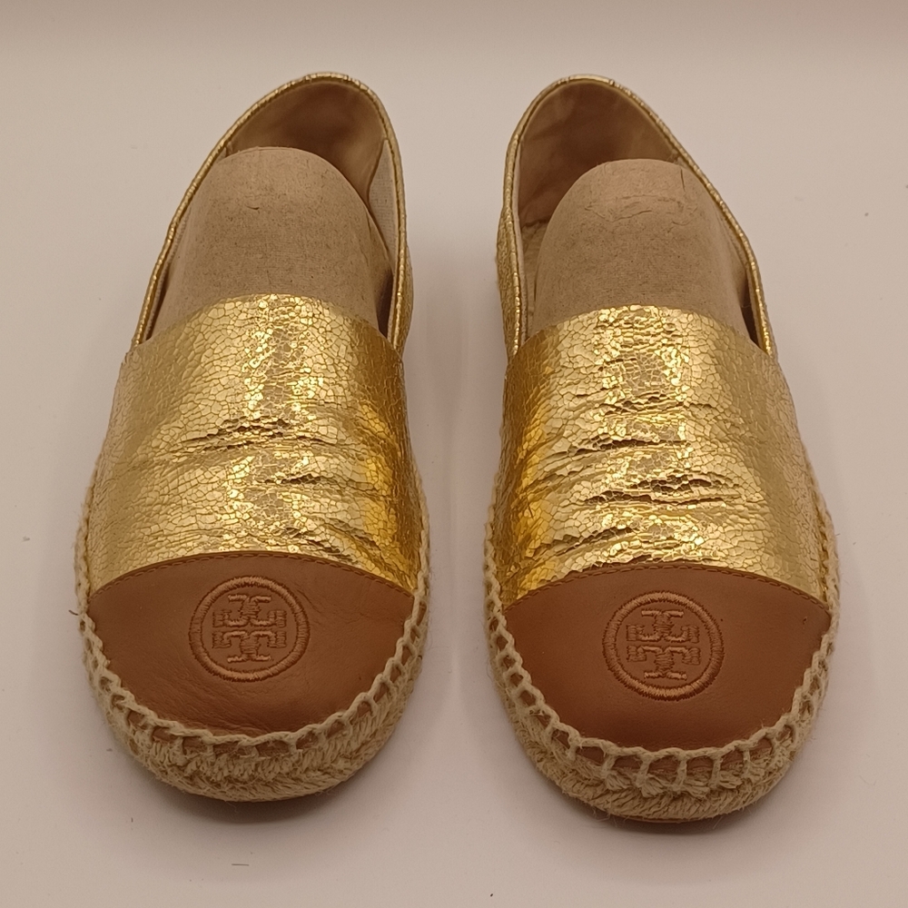 Tory Burch Leather Espadrille Flat Slip-On Shoes